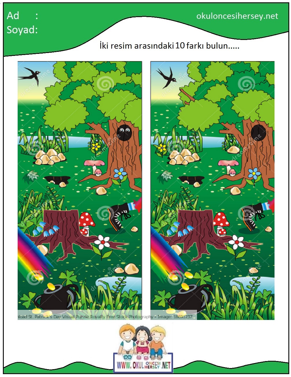 okul öncesi İki Resim Arasındaki Farkı Bul